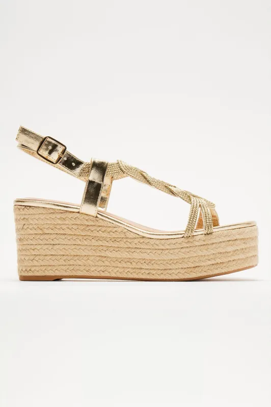 It's Golden Platform Wedges - Gold sold by Fashion Nova