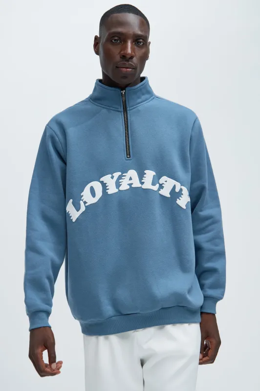 Loyalty Quarter Zip Sweatshirt - Blue sold by Fashion Nova