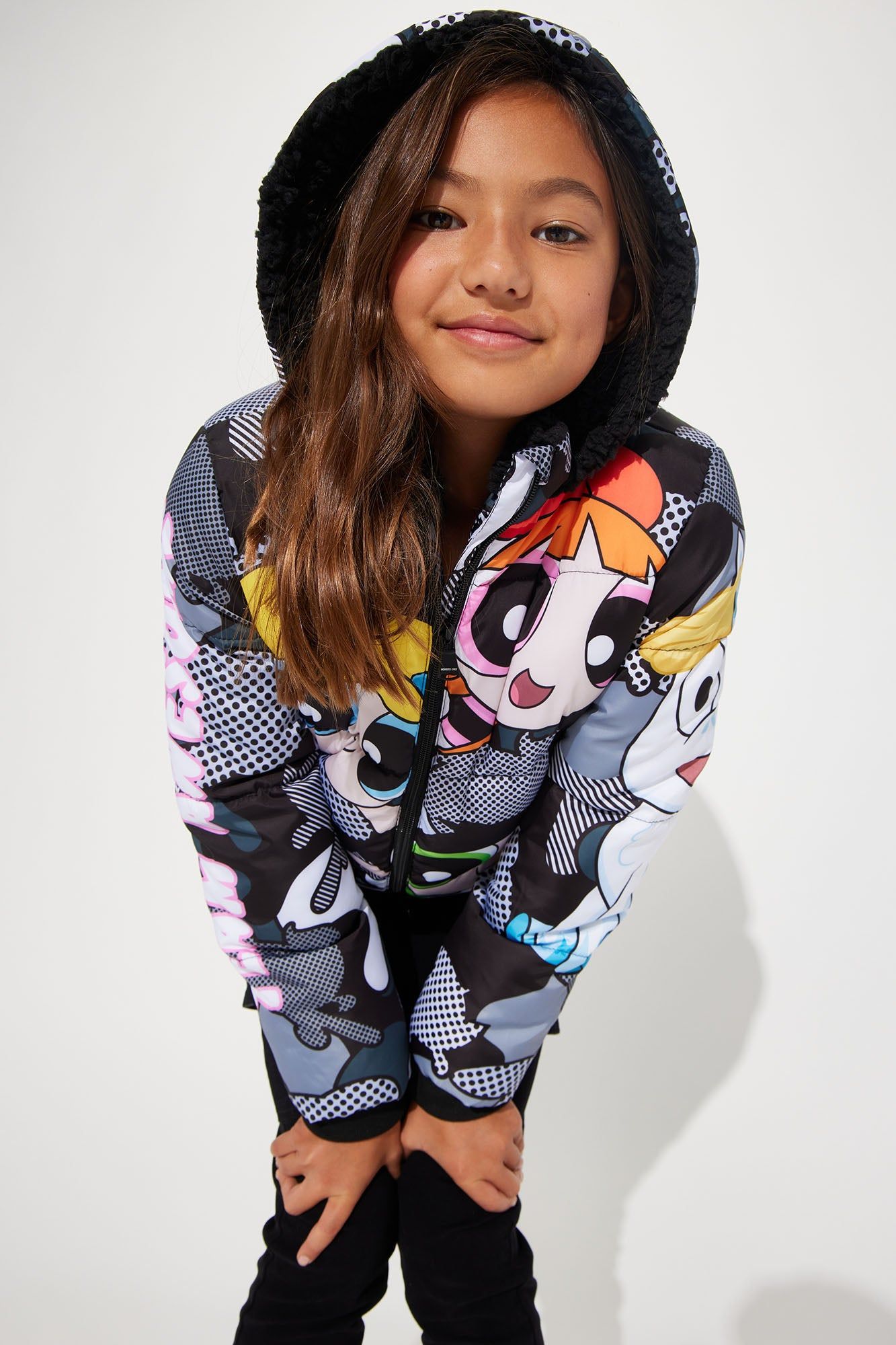 Mini Powerpuff Girls Camo Puffer Jacket - Black sold by Fashion Nova product image thumbnail 3