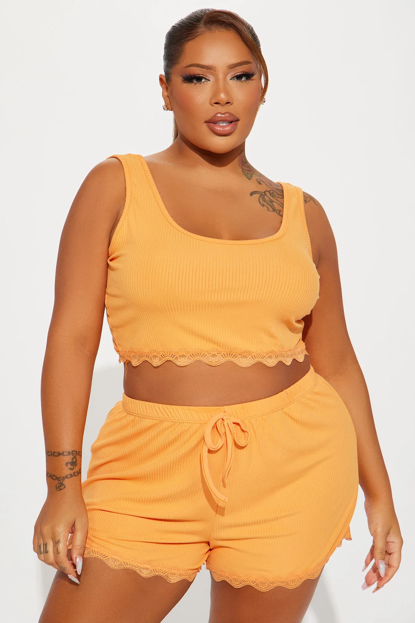 Chill With You Ribbed PJ Short Set - Orange sold by Fashion Nova product image thumbnail 3
