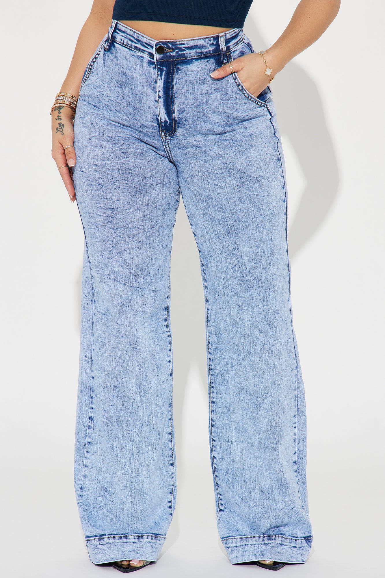 Margot Stretch Trouser Jeans - Acid Wash Blue sold by Fashion Nova product image thumbnail 2
