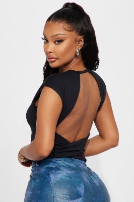 Jaylee Open Back Top - Black sold by Fashion Nova
