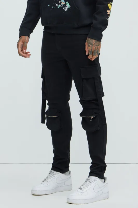 Bradford Skinny Cargo Pants - Black sold by Fashion Nova