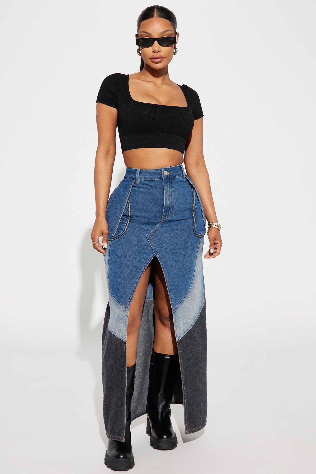 Cooler Than Cool Denim Maxi Skirt - Medium Wash sold by Fashion Nova