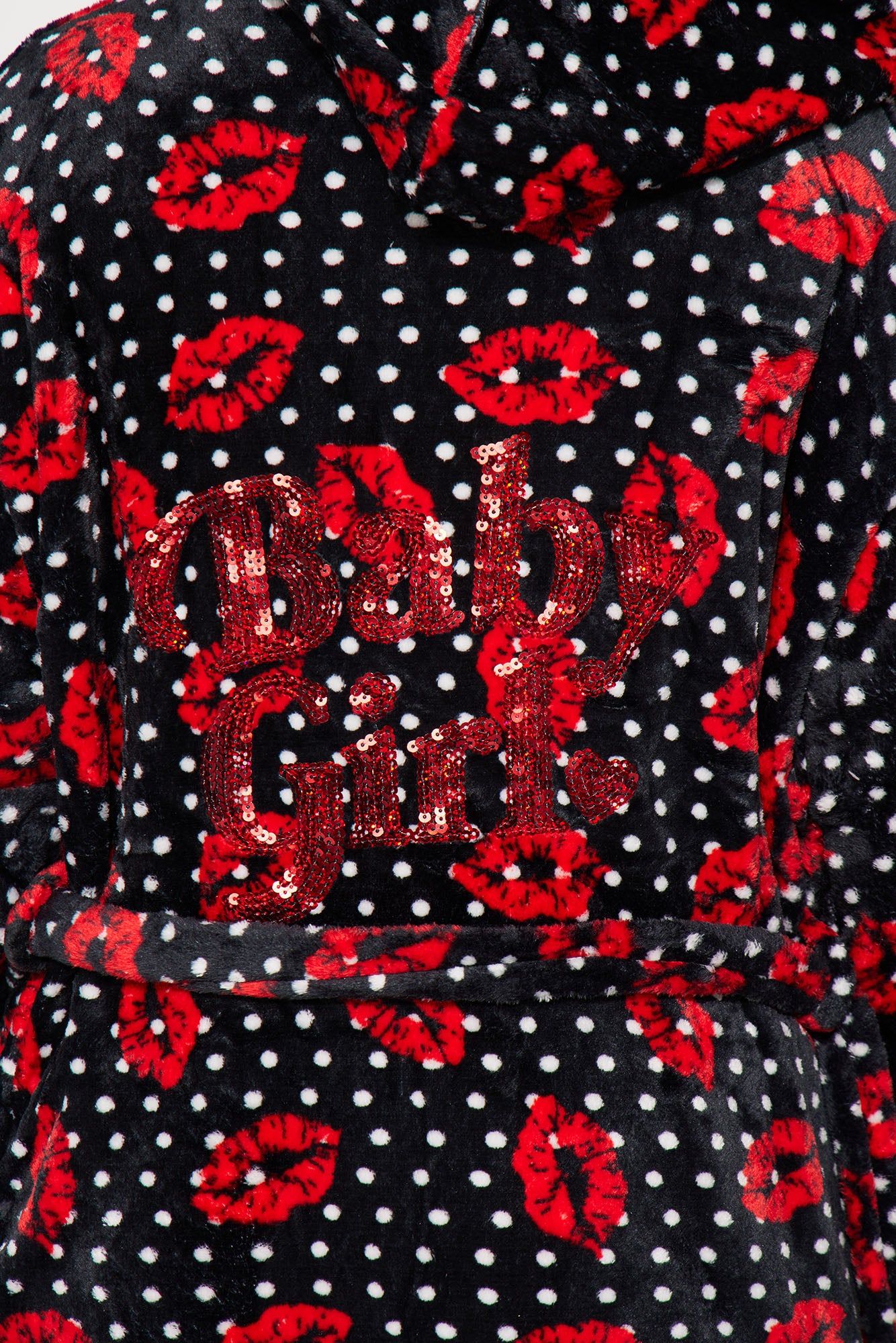 Kisses For You Plush PJ Robe - Black/Red sold by Fashion Nova product image thumbnail 4