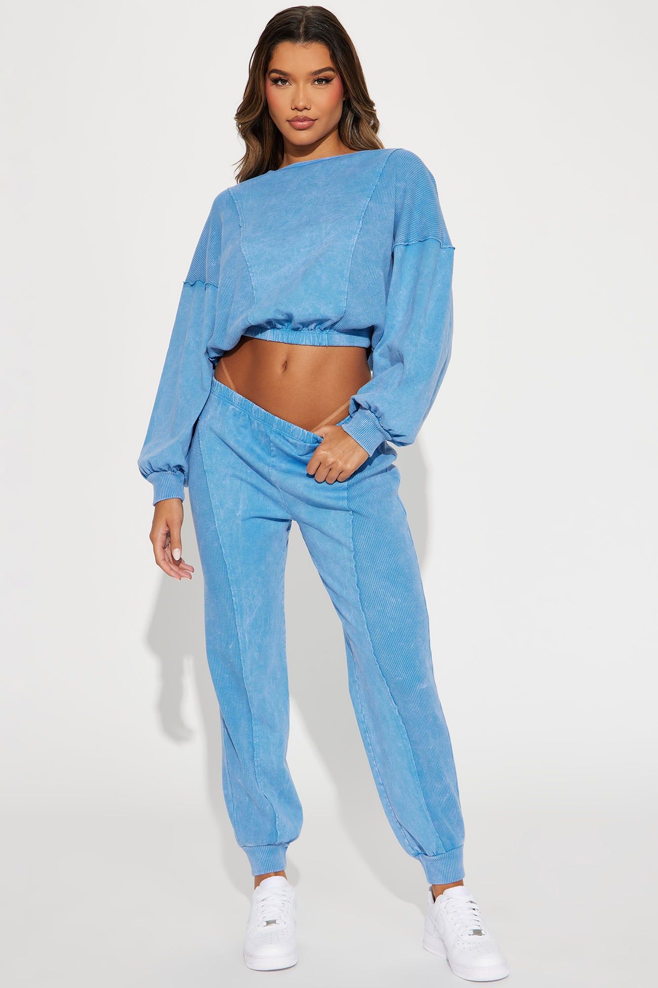 Paisley Washed Jogger Set - Blue sold by Fashion Nova