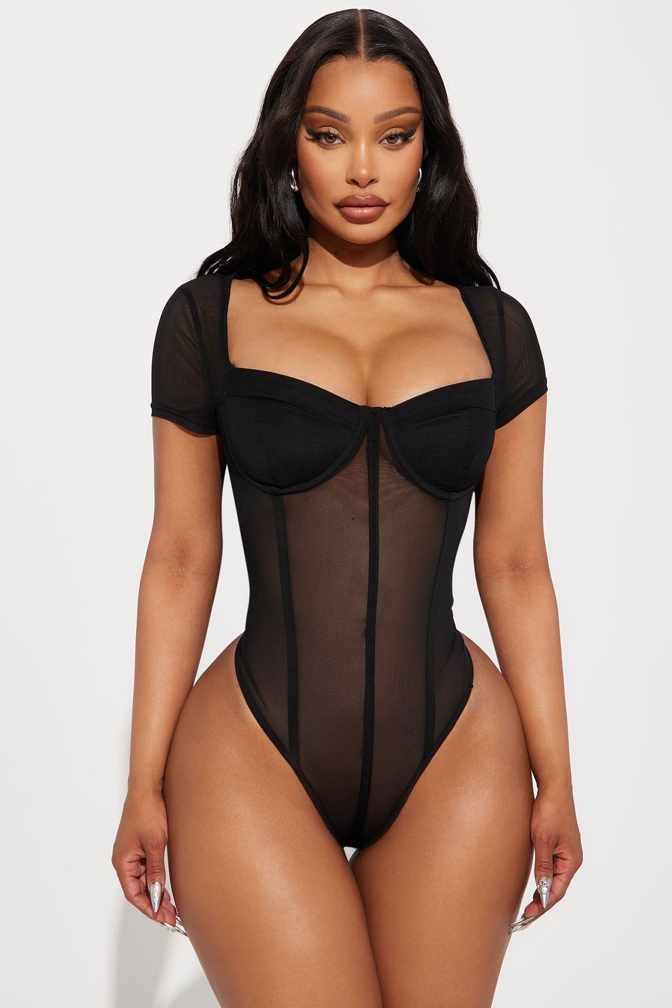 Mila Mesh Bodysuit - Black sold by Fashion Nova