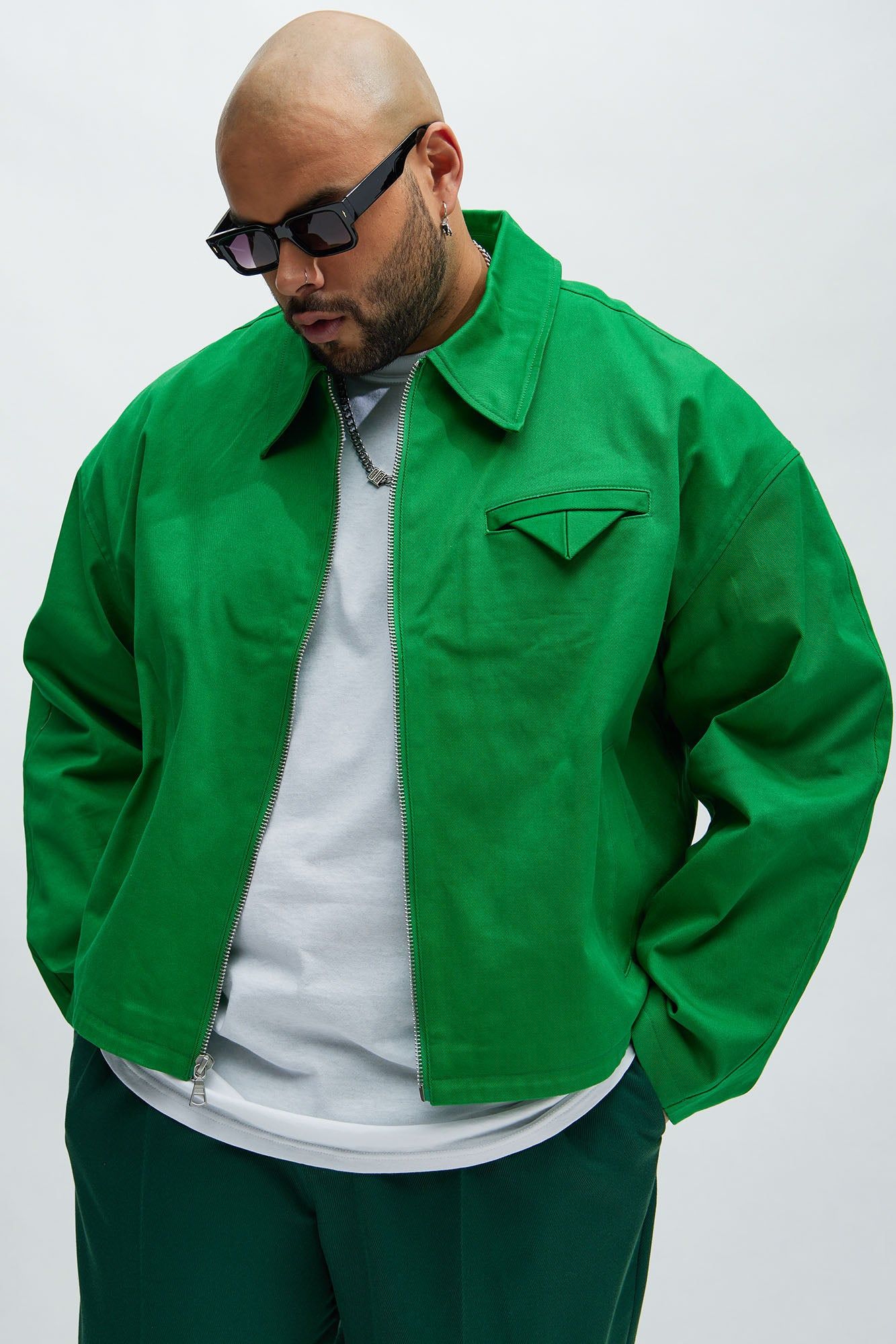 Bordeaux Cropped Chore Jacket - Green sold by Fashion Nova