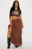 Venice Tiered Gauze Maxi Skirt - Brown sold by Fashion Nova