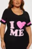 I Love Me PJ Sleep Shirt - Black/Pink sold by Fashion Nova