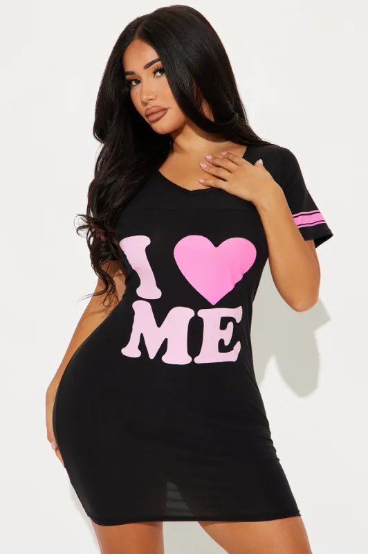 I Love Me PJ Sleep Shirt - Black/Pink sold by Fashion Nova