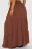 Venice Tiered Gauze Maxi Skirt - Brown sold by Fashion Nova