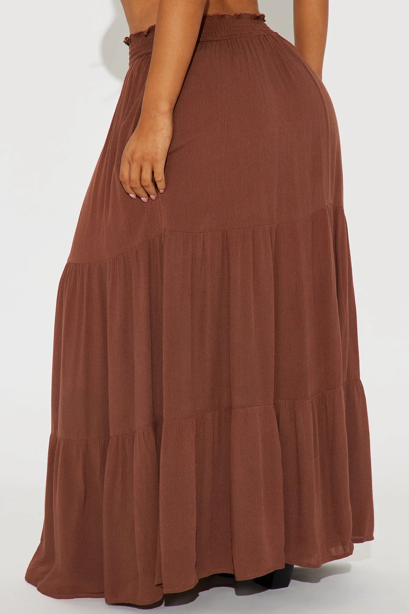 Venice Tiered Gauze Maxi Skirt - Brown sold by Fashion Nova product image thumbnail 3