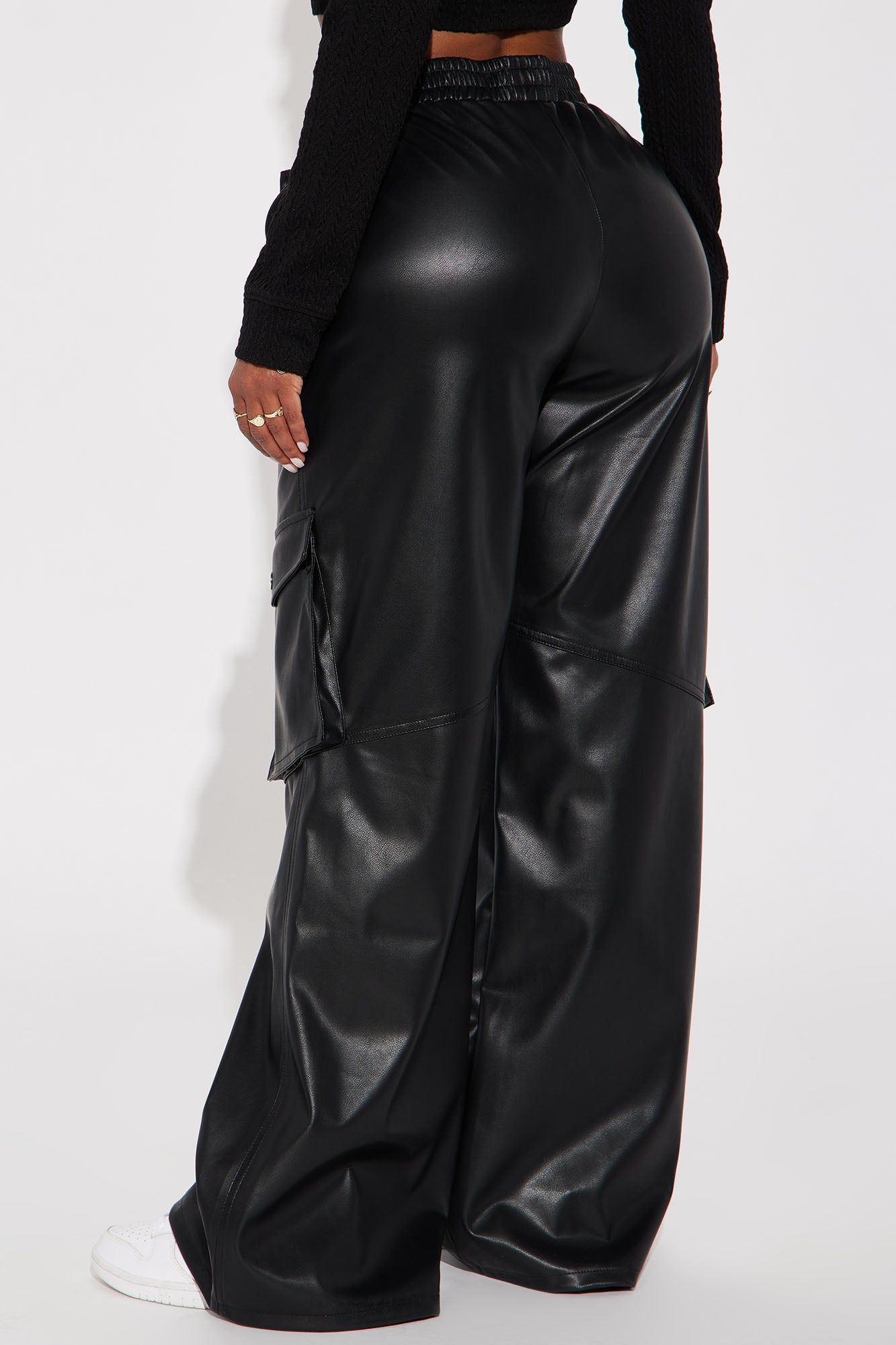 Valencia Faux Leather Cargo Pant - Black sold by Fashion Nova product image thumbnail 3