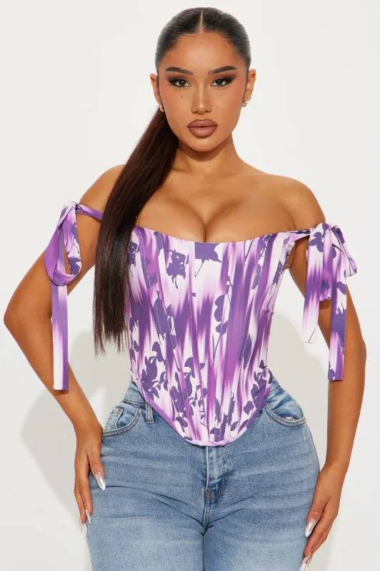 Violet Floral Corset Top - Purple sold by Fashion Nova