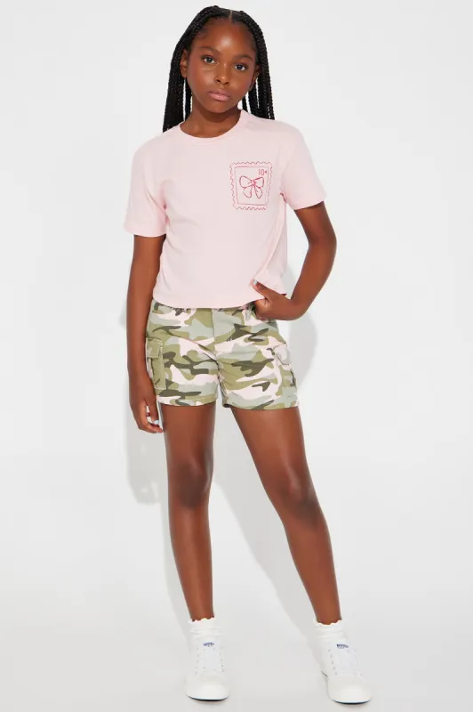 Mini Outside Girly Twill Cargo Short - Camouflage sold by Fashion Nova