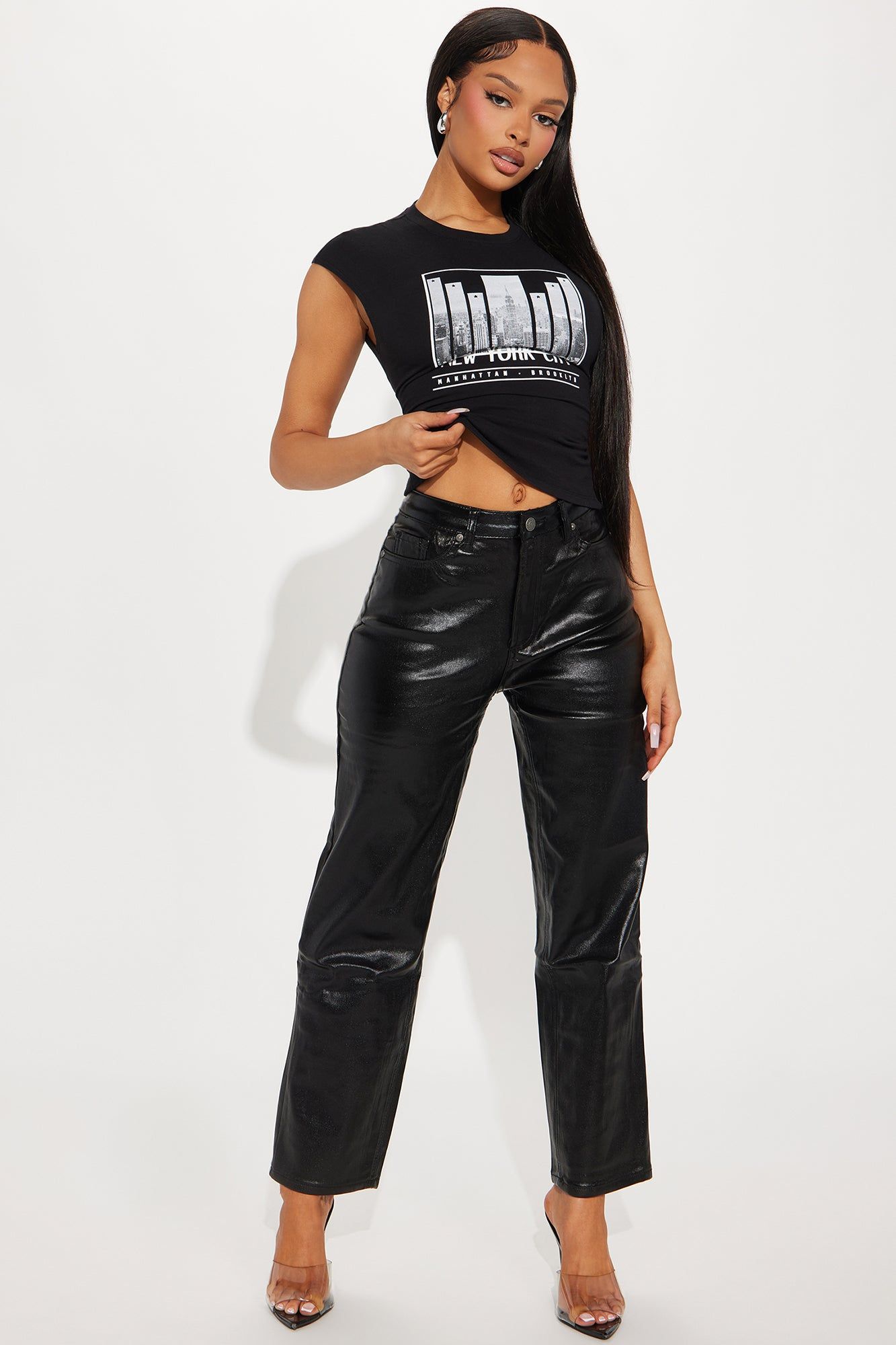 Marilyn Coated Faux Leather Pant - Black sold by Fashion Nova
