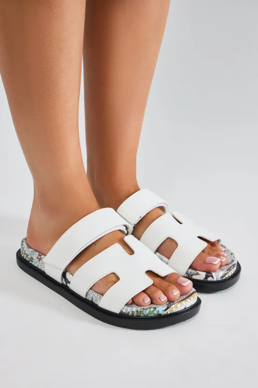 Keep It Low Key Slides - White sold by Fashion Nova