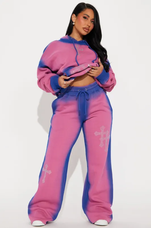 Every Day's A Good Day Washed Wide Leg Pant - Purple/combo made by Fashion Nova