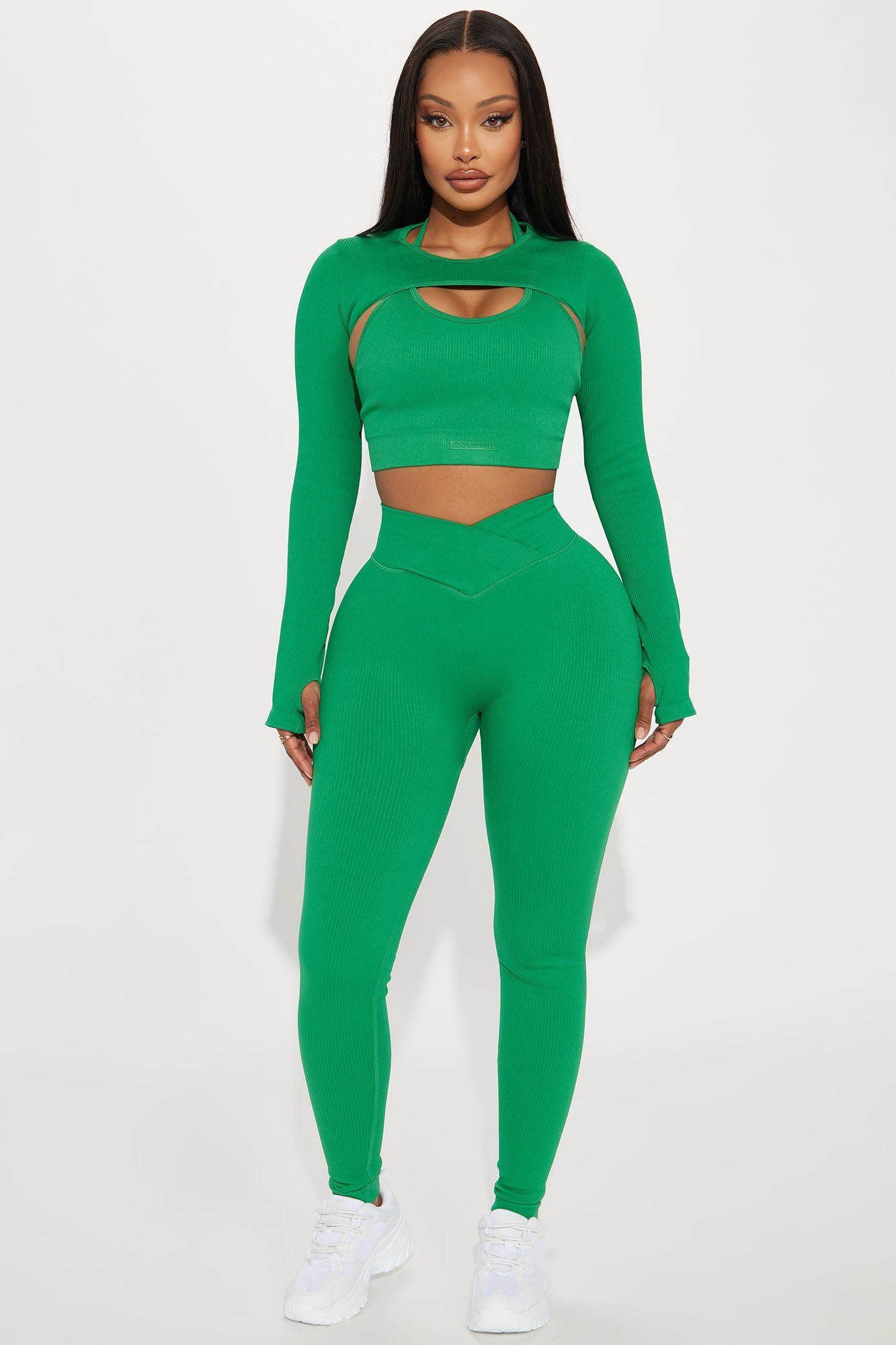 Namaste Seamless 2 Piece Active Top - Kelly Green sold by Fashion Nova