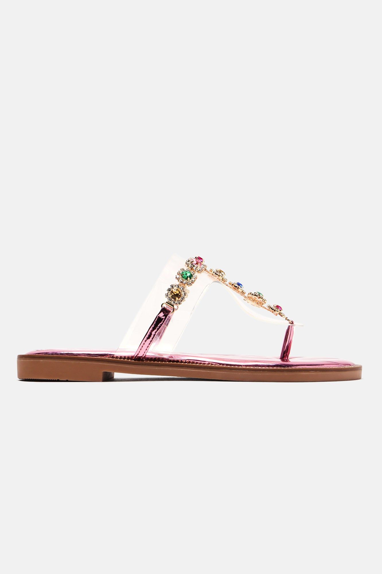 Friends Forever Embellished Flat Sandals - Pink sold by Fashion Nova product image thumbnail 2