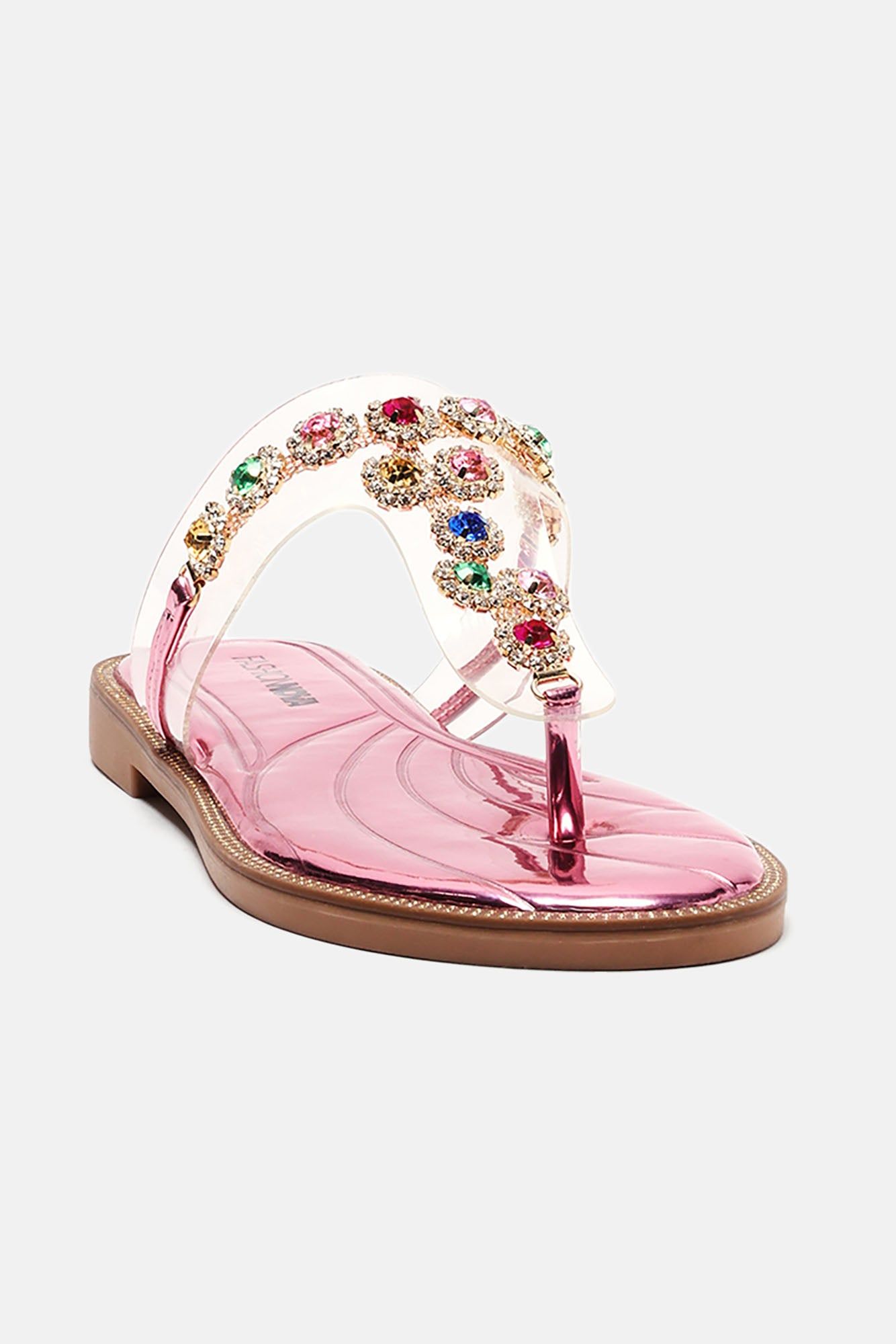 Friends Forever Embellished Flat Sandals - Pink sold by Fashion Nova product image thumbnail 4