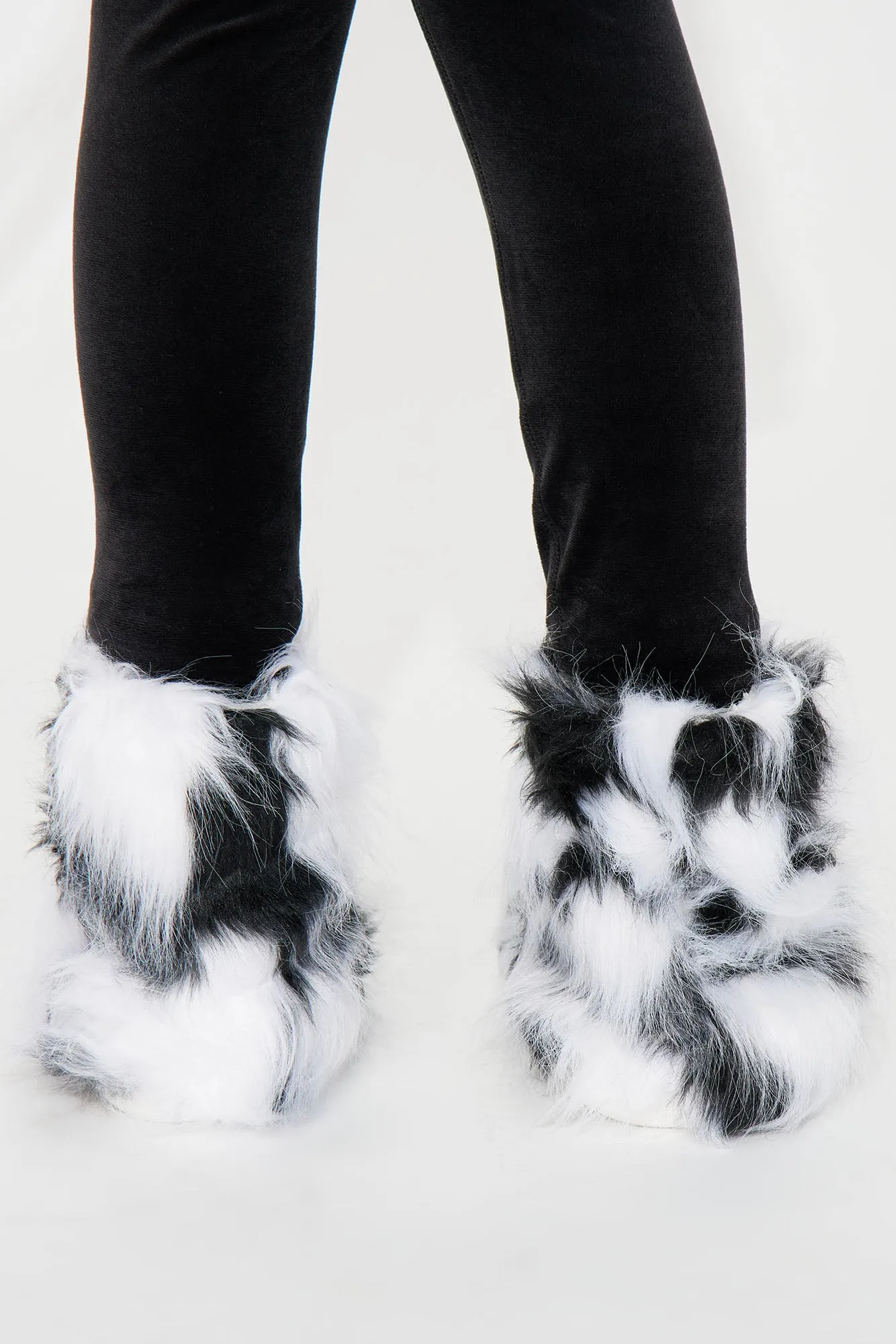 Mini Life Of The Party Fuzzy Flat Boots - White/Black sold by Fashion Nova product image thumbnail 4