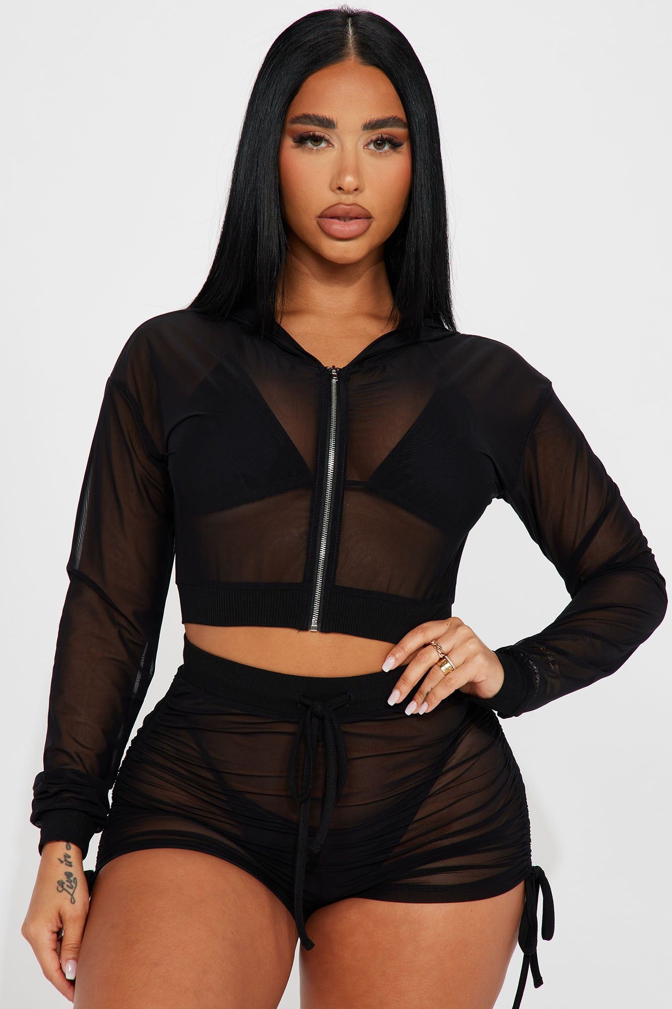 Volleyball On The Beach 2 Piece Coverup Set - Black sold by Fashion Nova product image thumbnail 2
