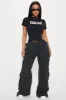Nessa Washed Wide Leg Cargo Pant - Black sold by Fashion Nova