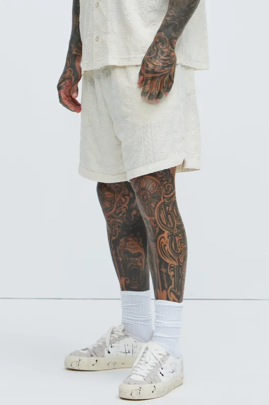 Link Textured Shorts - Cream sold by Fashion Nova