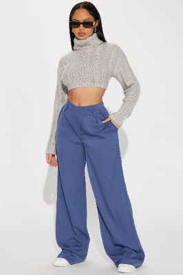 Annalise Asymmetrical Trouser - Slate Blue sold by Fashion Nova
