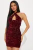 Vera Velvet Sequin Mini Dress - Burgundy sold by Fashion Nova