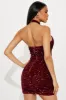 Vera Velvet Sequin Mini Dress - Burgundy sold by Fashion Nova