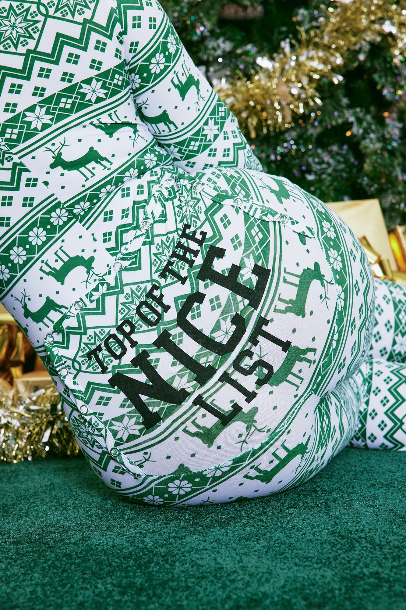 Nice List PJ Jumpsuit Onesie - Green/combo sold by Fashion Nova product image thumbnail 4