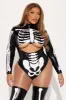 Glowing Skeleton 2 Piece Costume Set - Black/Green sold by Fashion Nova
