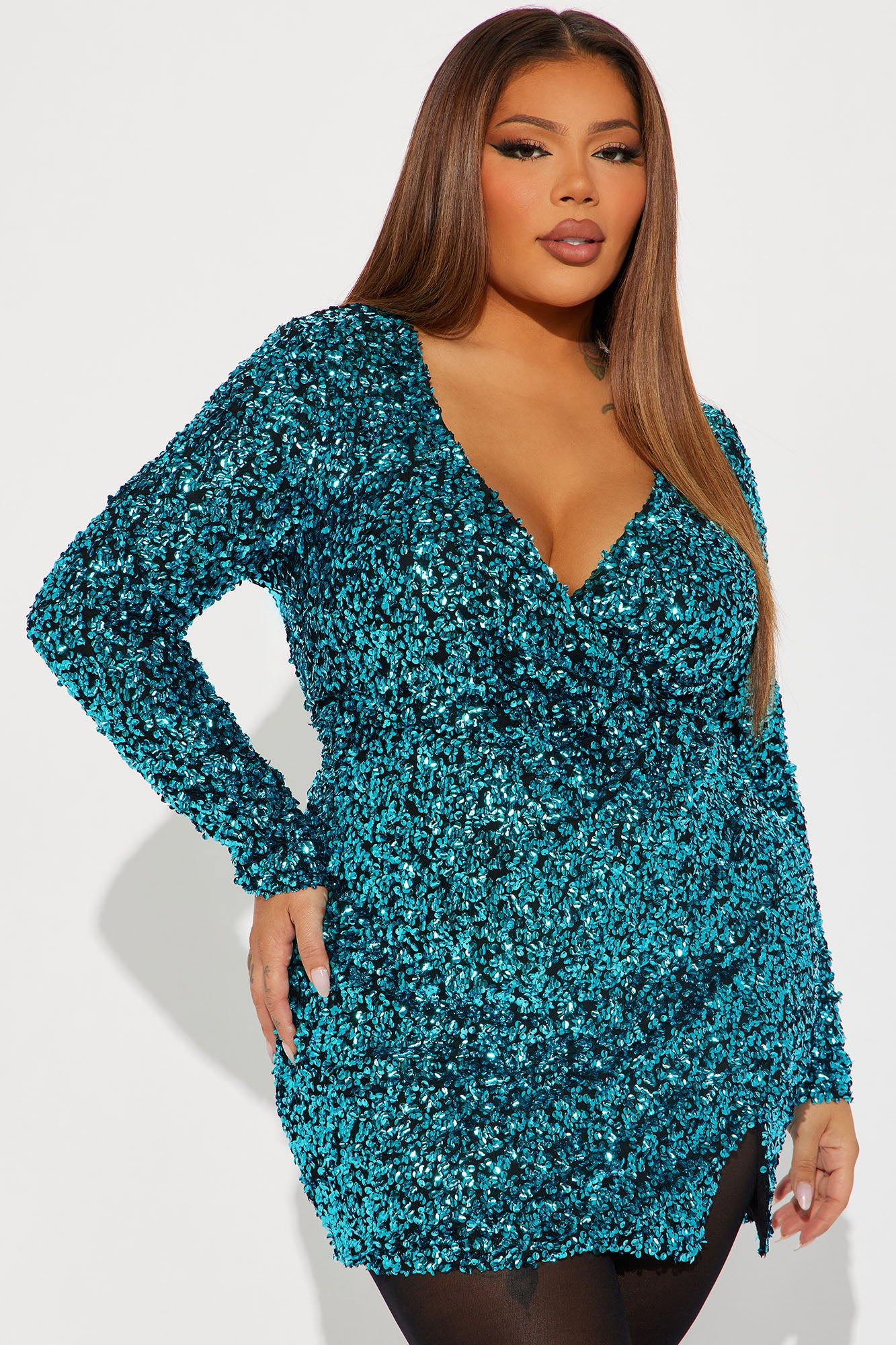 Gemma Sequin Mini Dress - Aqua sold by Fashion Nova product image thumbnail 4