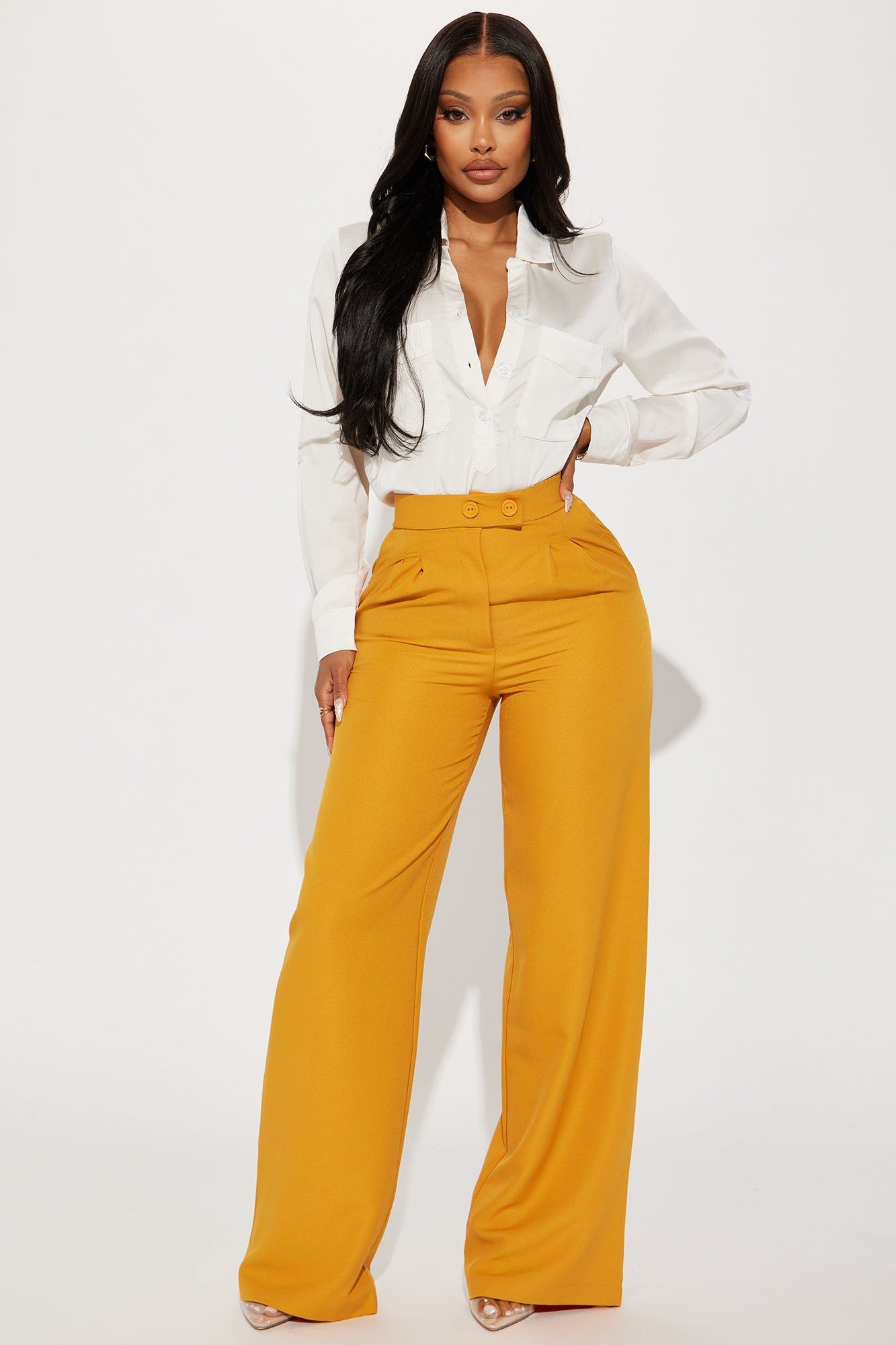 Clocked In Satin Shirt - Off White sold by Fashion Nova product image thumbnail 2