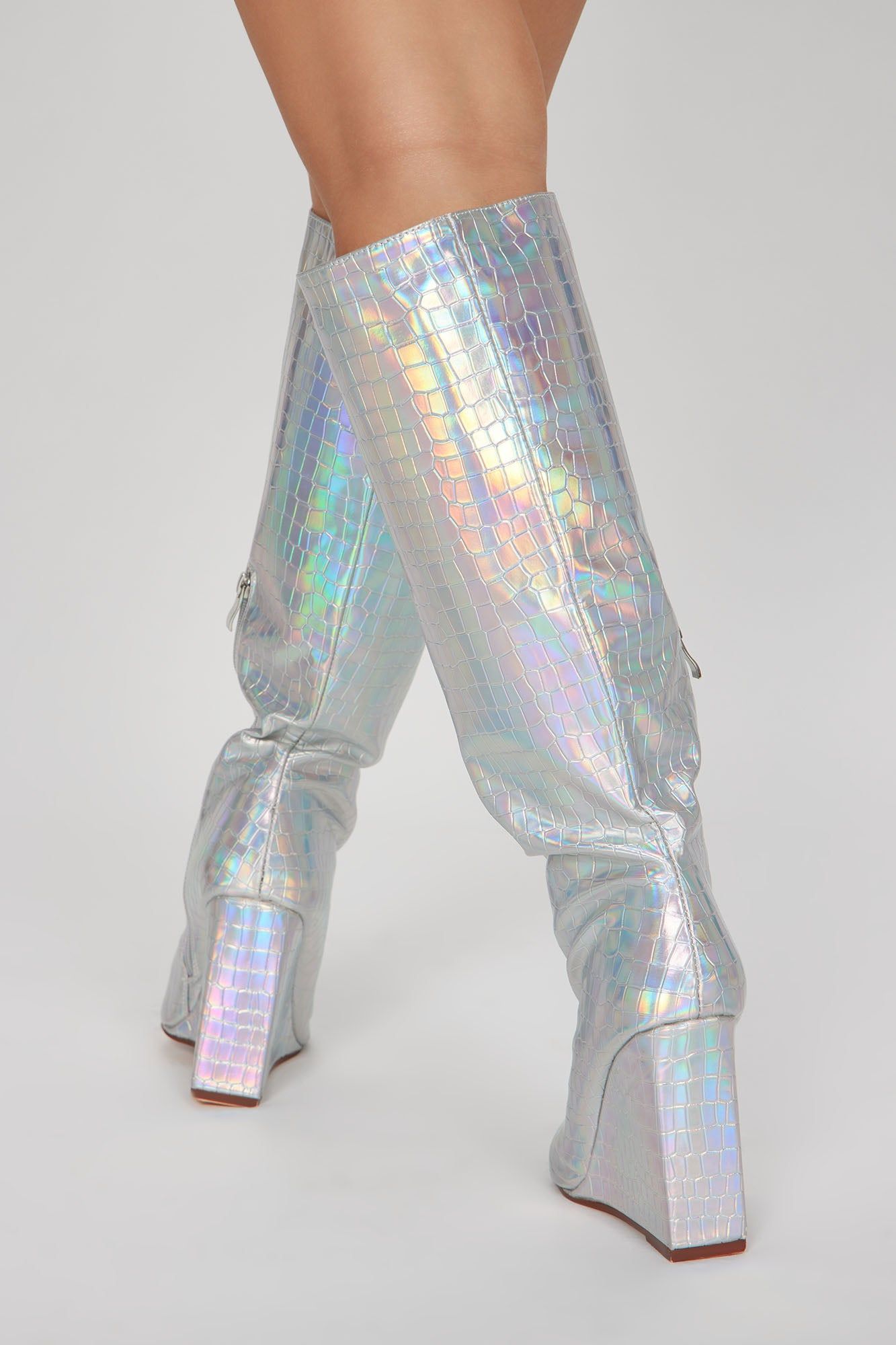 Way Into It Knee High Heeled Boots - Silver sold by Fashion Nova product image thumbnail 4