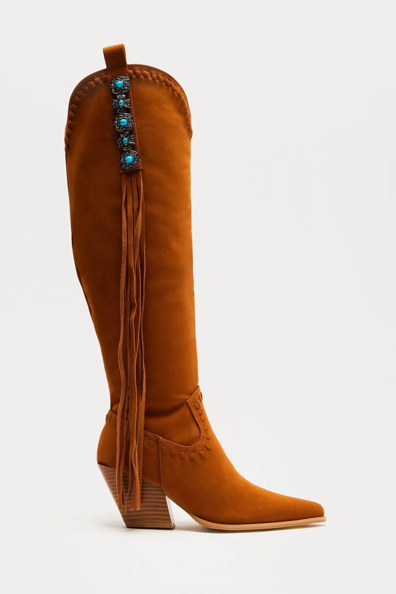 Henley Knee High Cowboy Boots - Tan sold by Fashion Nova