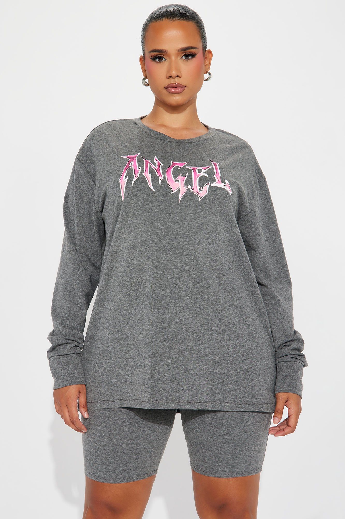 Angel Baby Biker Short Set - Heather Grey sold by Fashion Nova product image thumbnail 6