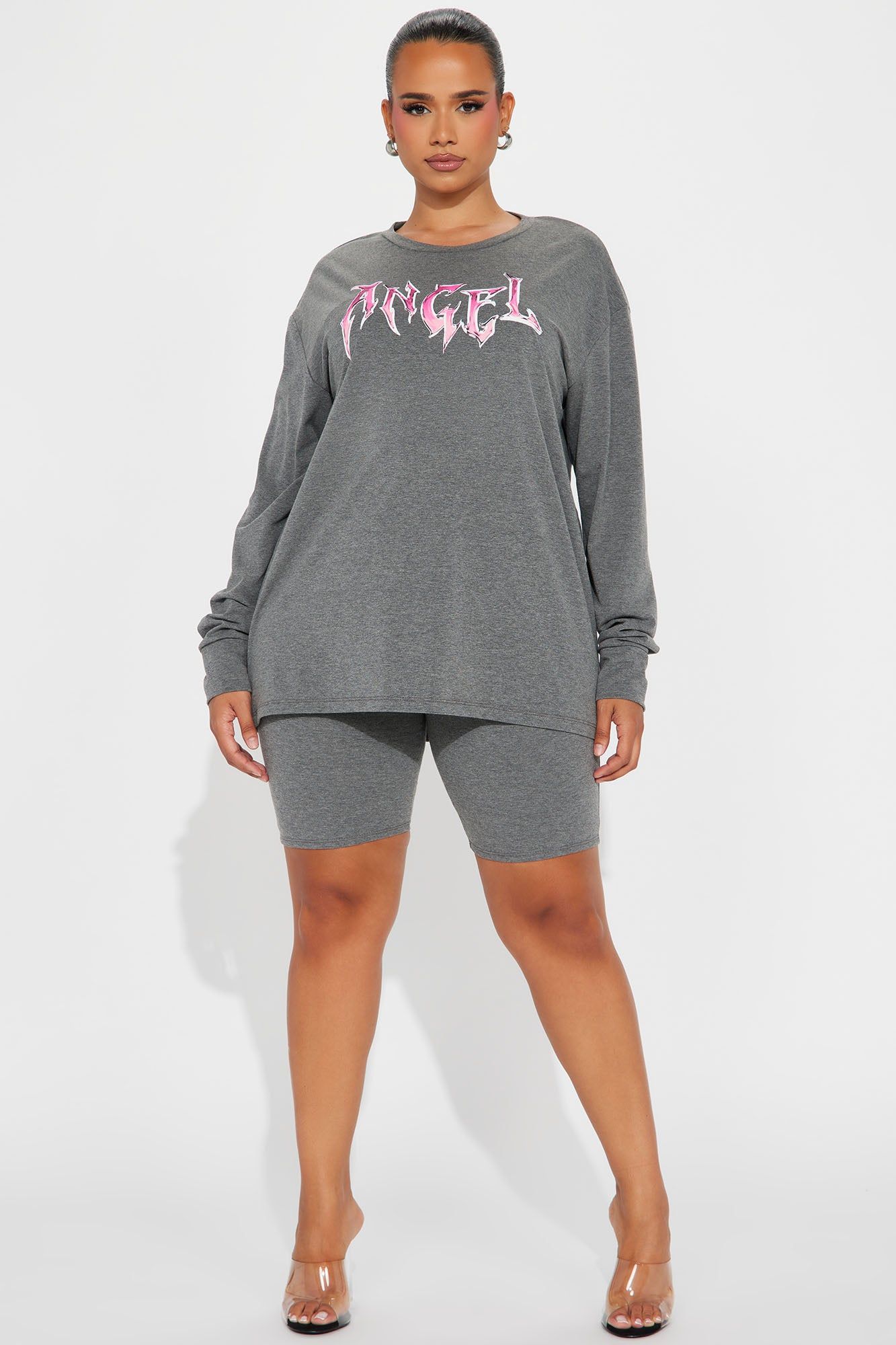 Angel Baby Biker Short Set - Heather Grey sold by Fashion Nova product image thumbnail 5