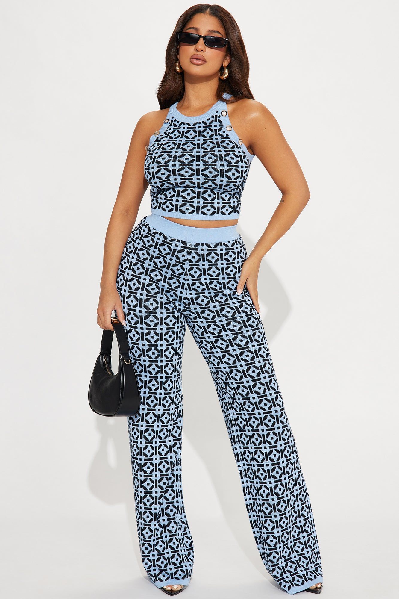 Rayna Sweater Pant Set - Blue/combo sold by Fashion Nova