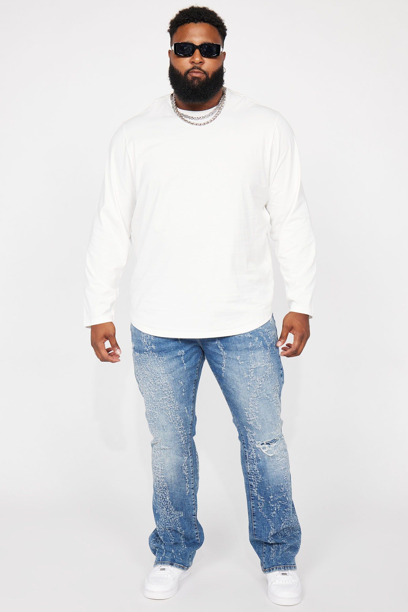 Switch Up The Flow Stacked Slim Flare Jeans - Light Blue Wash sold by Fashion Nova product image thumbnail 6