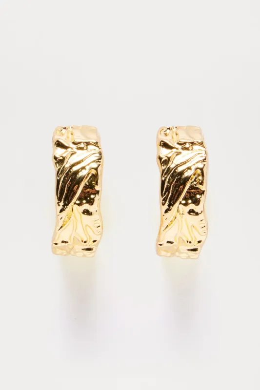 Breath And Balance Hoop Earrings - Gold sold by Fashion Nova