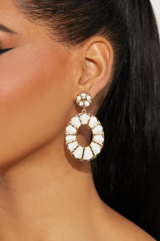 Tropicana Cabana Earrings - White/Gold sold by Fashion Nova