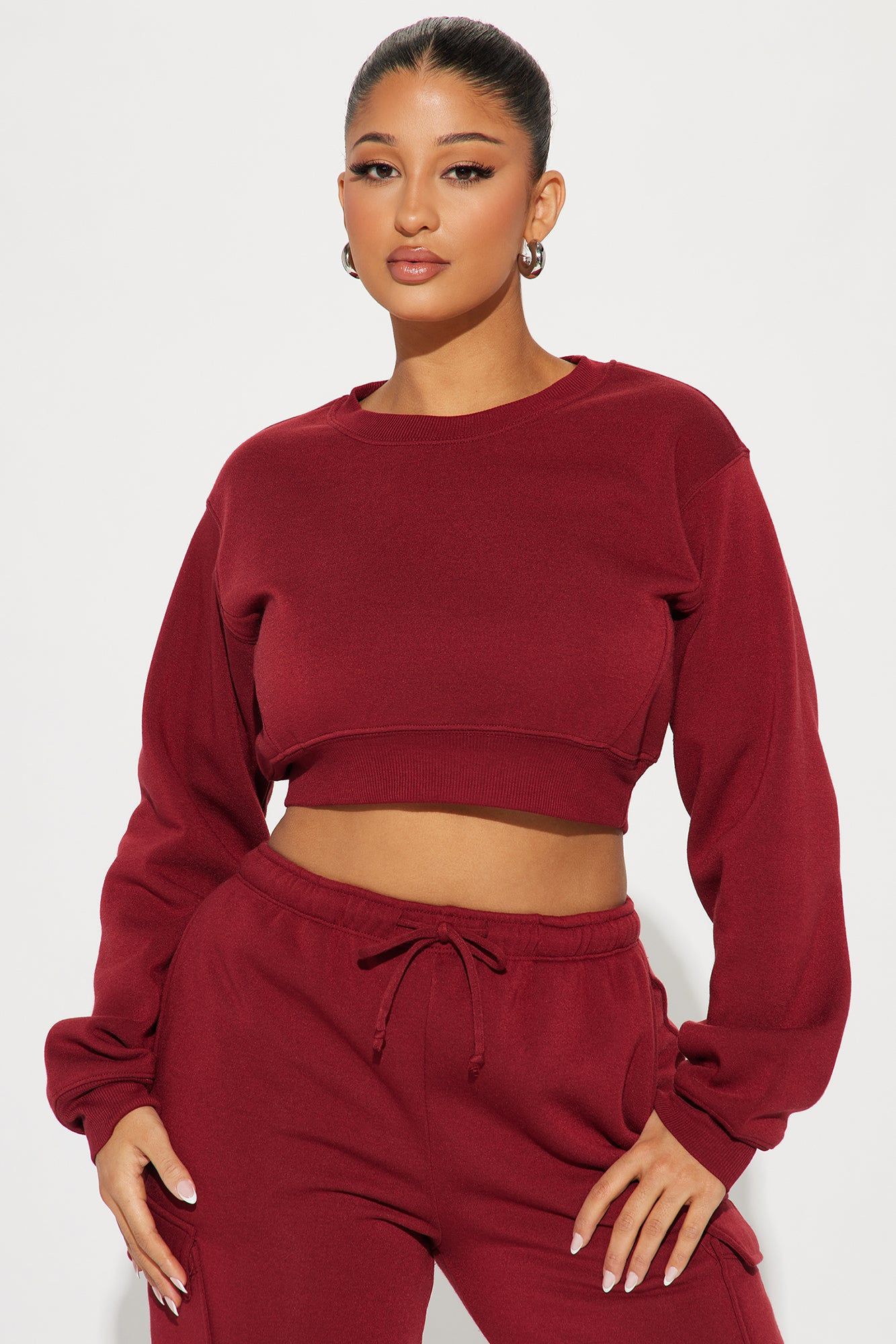 Casually Cute Cargo Pant Set - Burgundy sold by Fashion Nova product image thumbnail 2