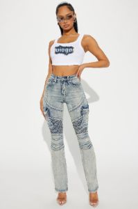 Virgo Energy Denim Patch Tank Top - White sold by Fashion Nova