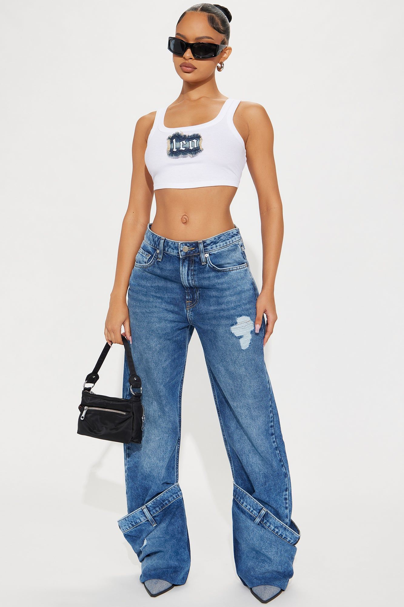Calling It A Day Cuffed Straight Leg Jeans - Medium Wash sold by Fashion Nova
