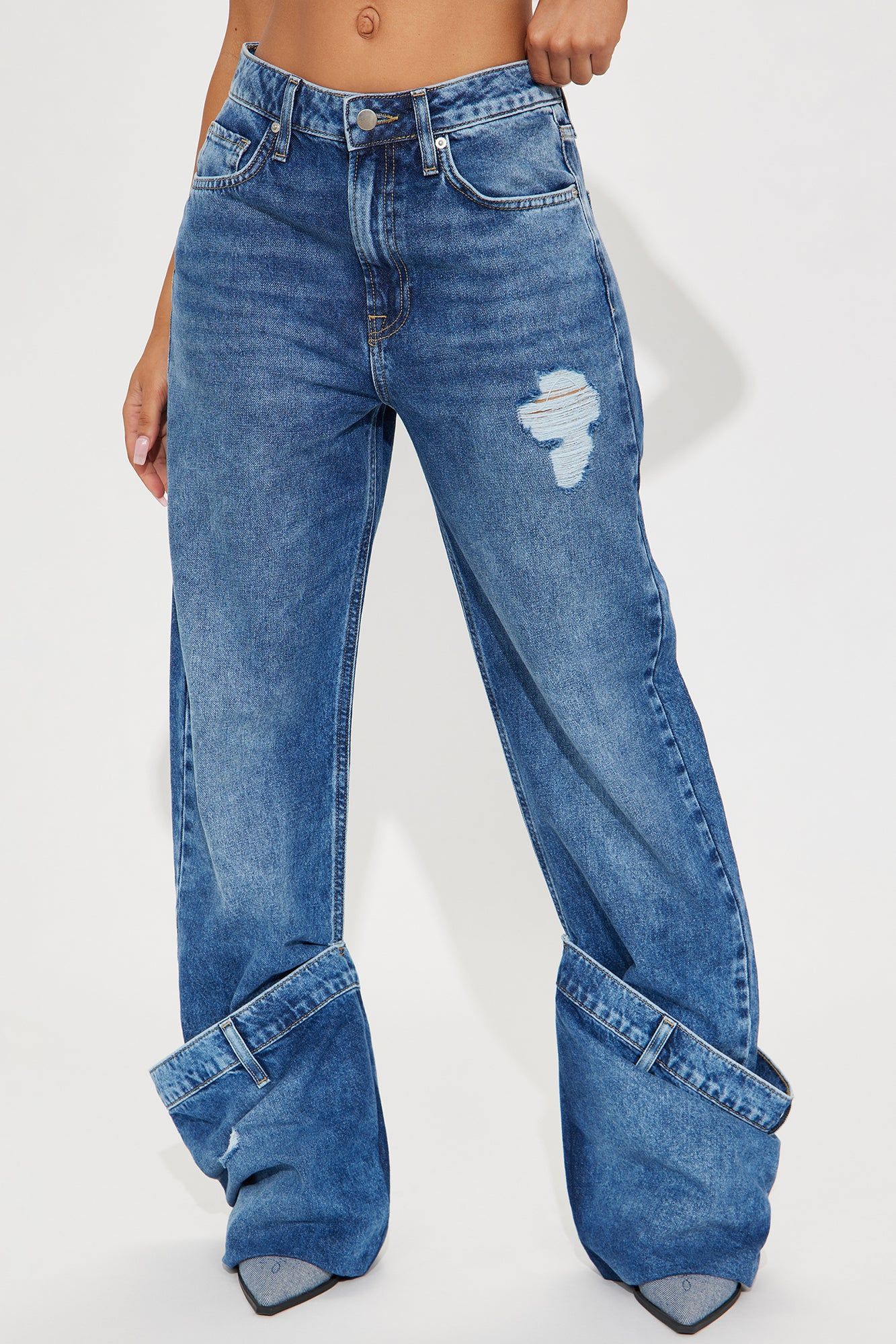 Calling It A Day Cuffed Straight Leg Jeans - Medium Wash sold by Fashion Nova product image thumbnail 2
