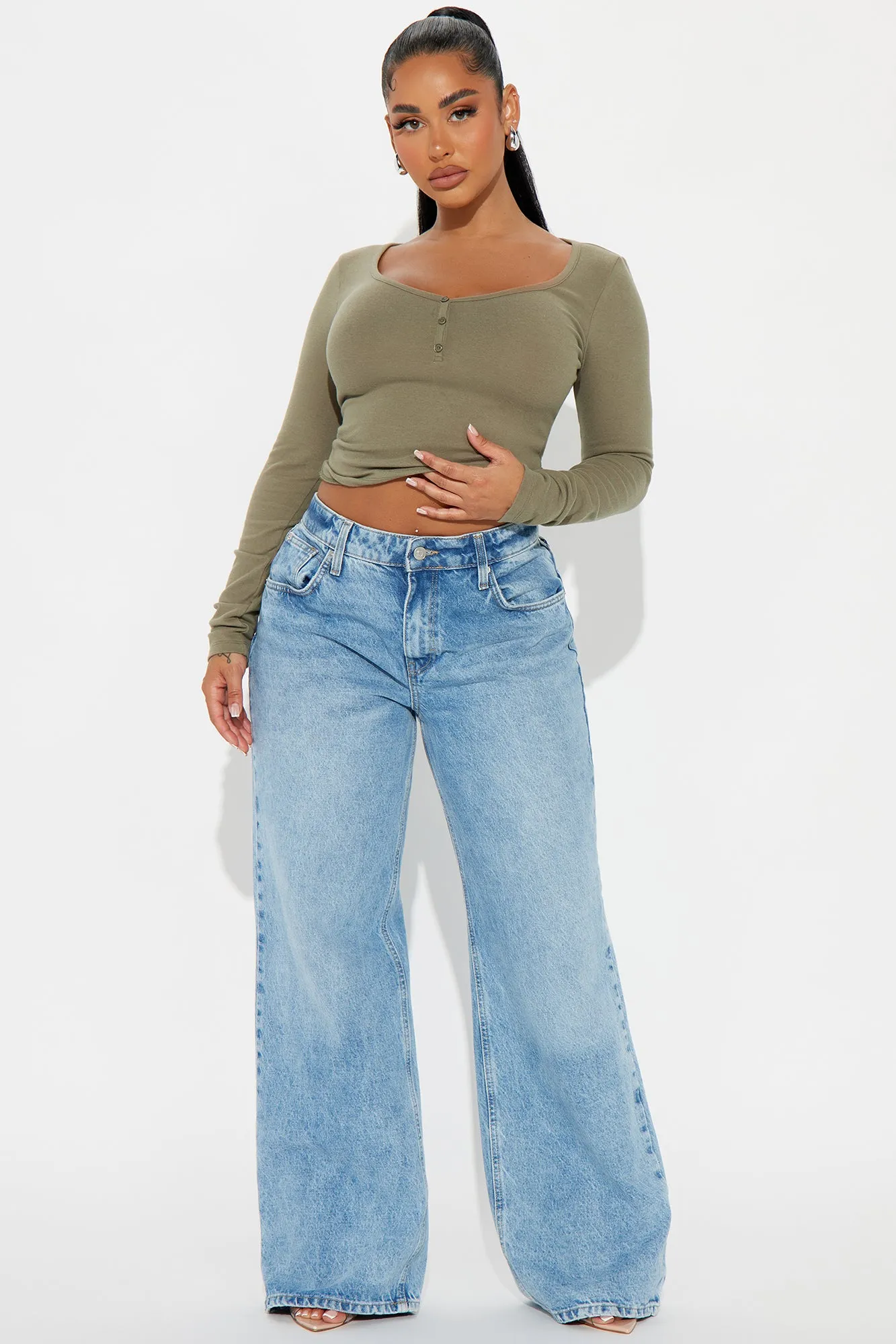 Hannah Henley Top - Olive sold by Fashion Nova product image thumbnail 2